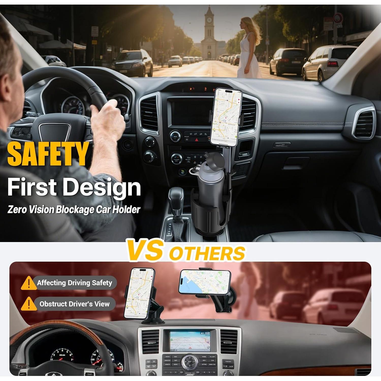 Soporte para teléfono de coche AKREDERY 2 en 1 ajustable negro