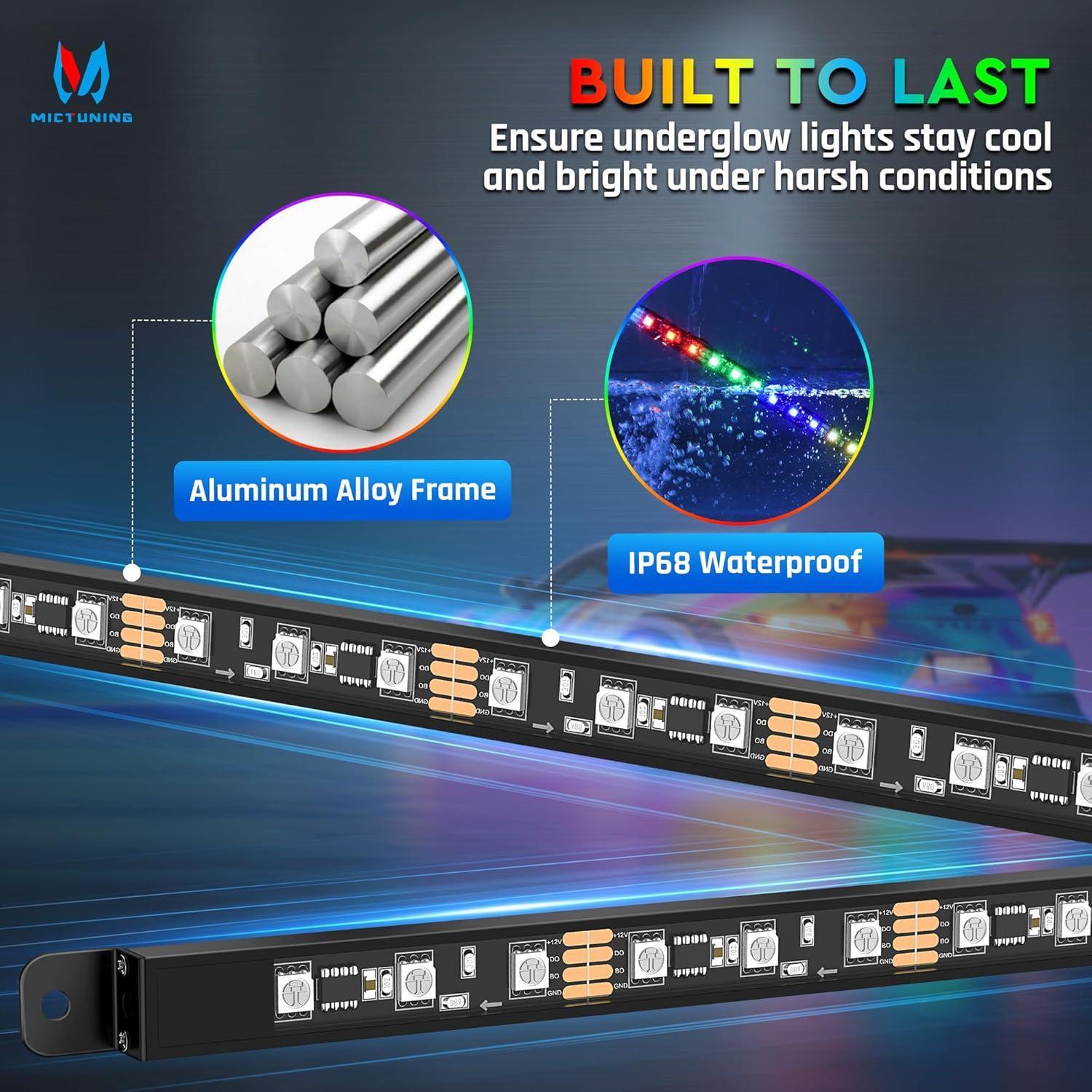 Luces de Acento Neon RGB+IC MICTUNING 8 Piezas 12V