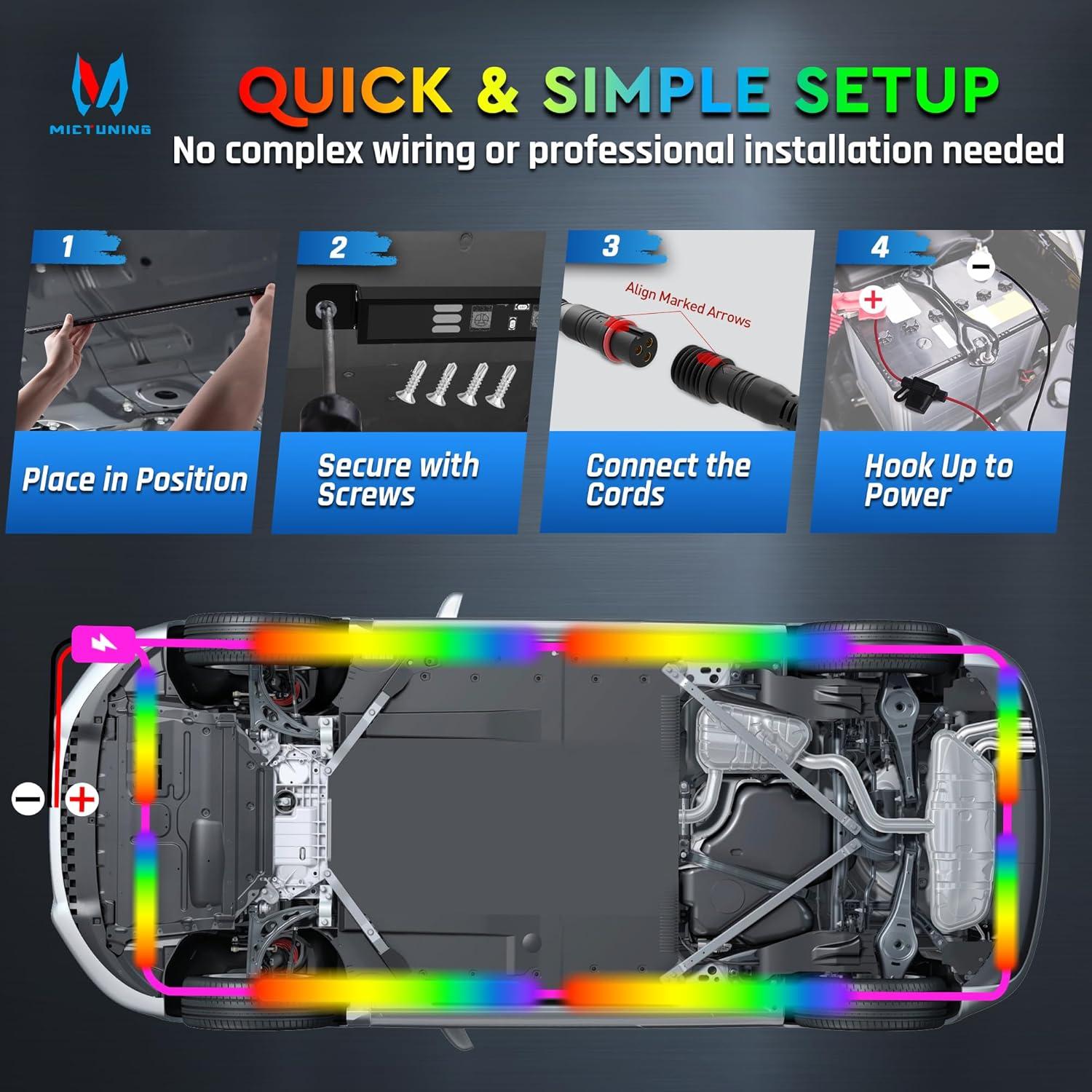 Luces de Acento Neon RGB+IC MICTUNING 8 Piezas 12V