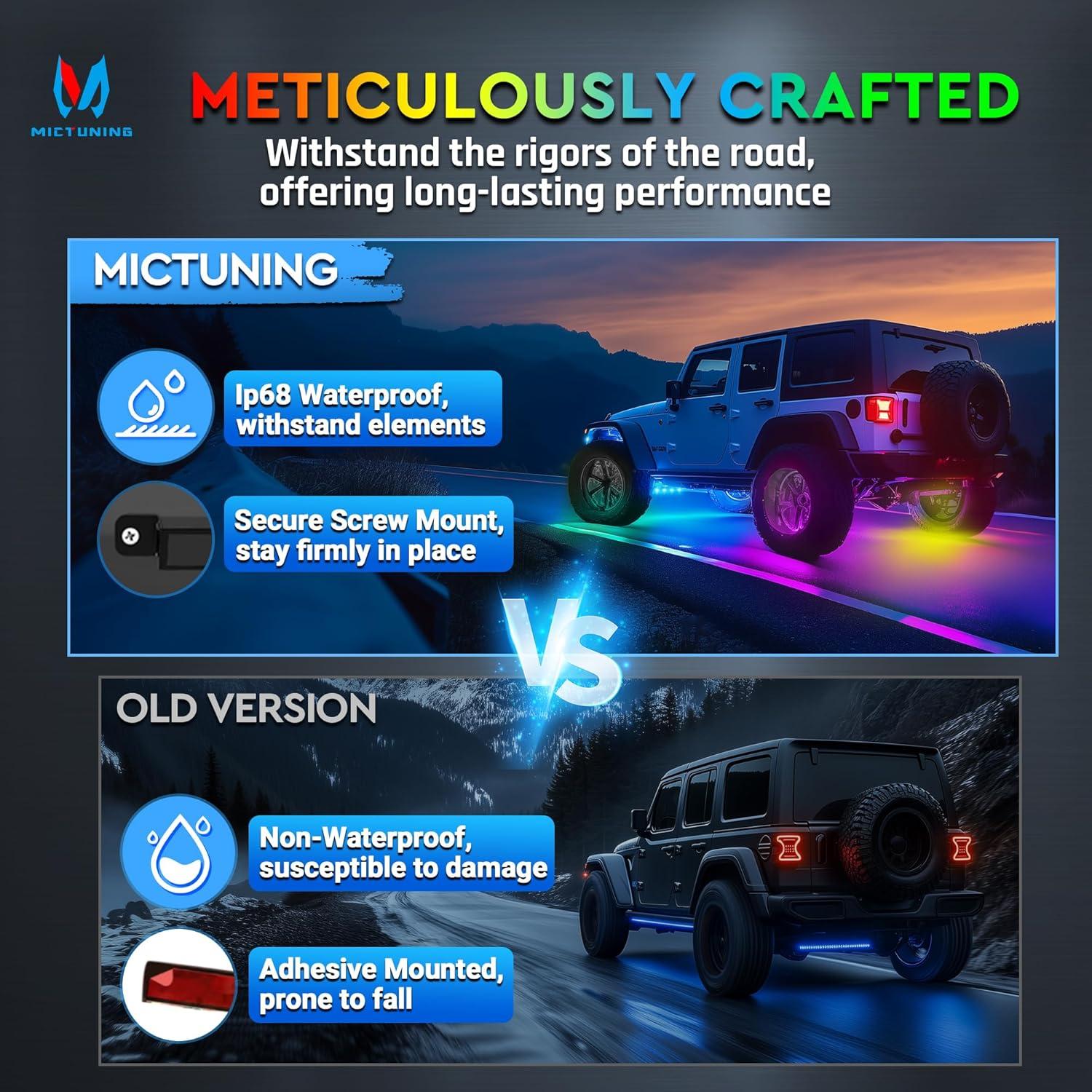 Luces de Acento Neon RGB+IC MICTUNING 8 Piezas 12V