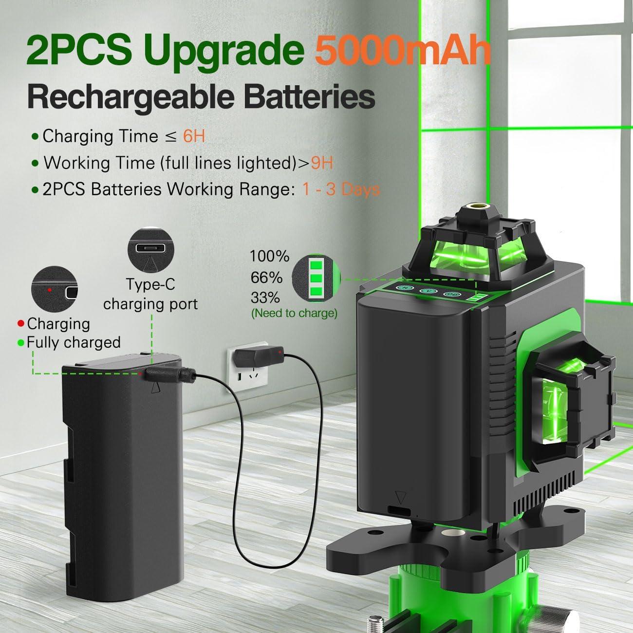 Nivel Láser Housolution 4D Verde 360° Autonivelante 130Ft