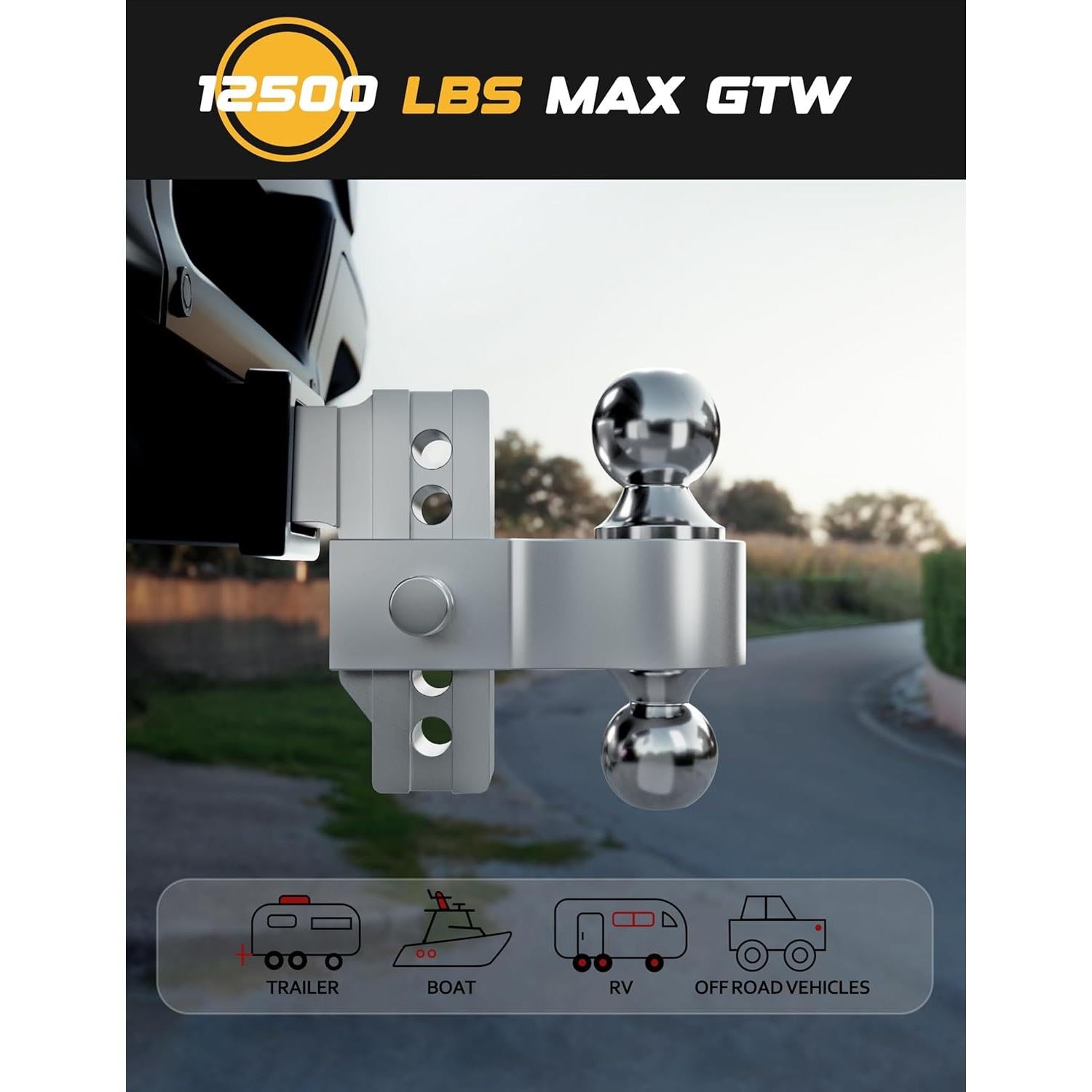 Enganche de Remolque Ajustable RETRUE 2" Aluminio 12,500 lbs