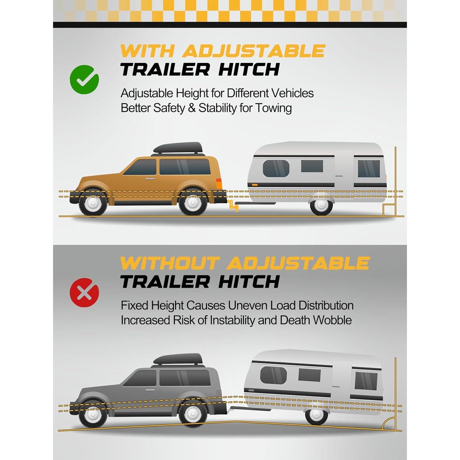 Enganche de Remolque Ajustable RETRUE 2" Aluminio 12,500 lbs