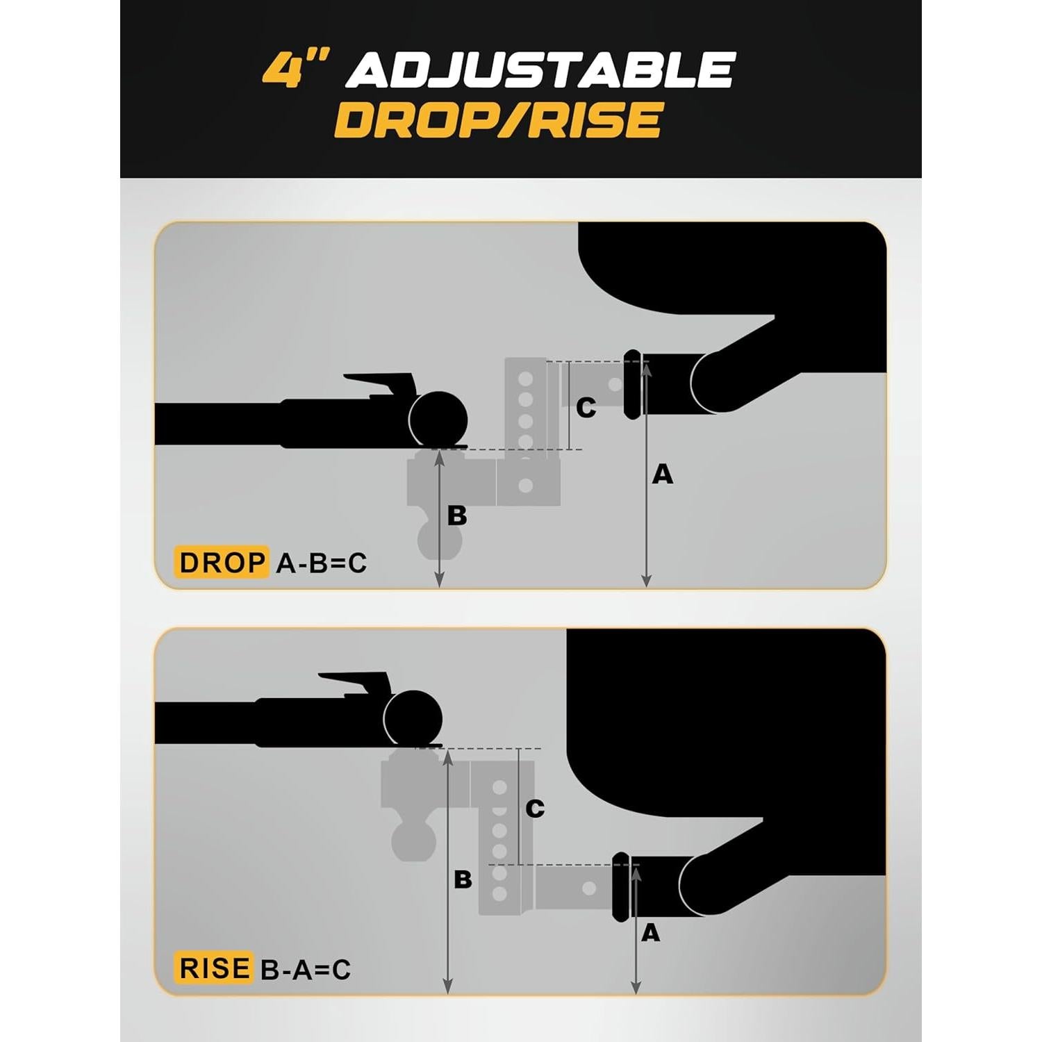 Enganche de Remolque Ajustable RETRUE 2" Aluminio 12,500 lbs