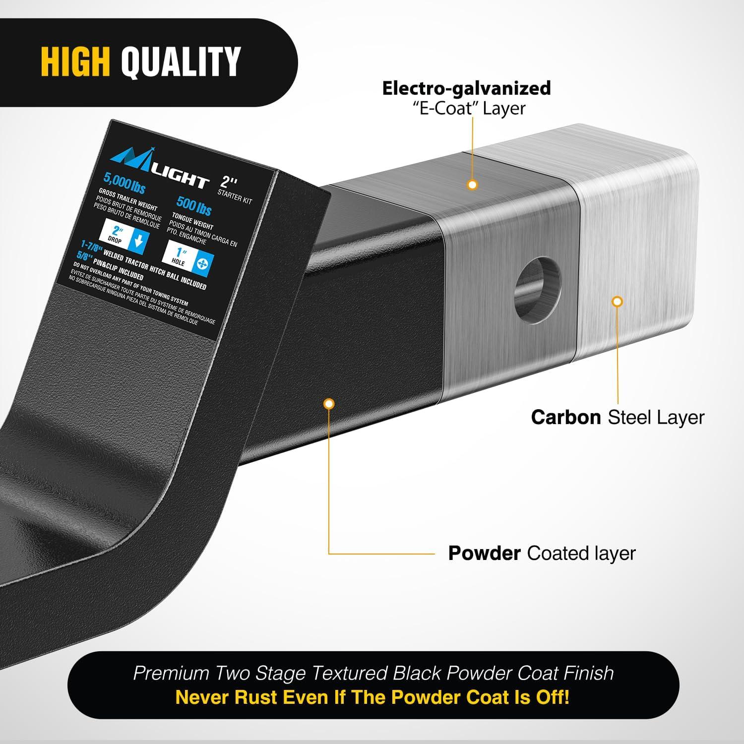 Montaje de enganche de remolque Nilight 92211B con bola 4.76 cm