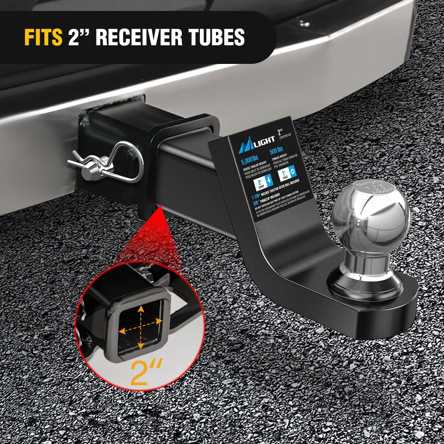 Montaje de enganche de remolque Nilight 92211B con bola 4.76 cm