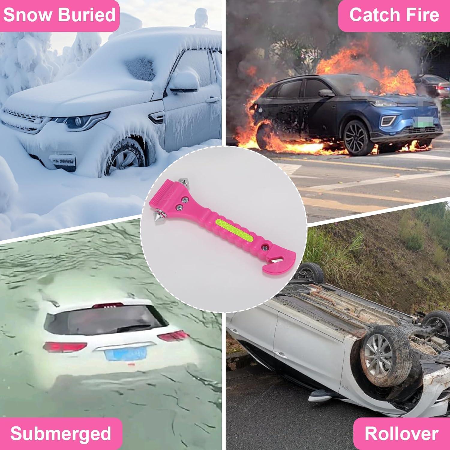 Martillo de Seguridad para Automóvil Yiader AQC02 2 en 1 Rosa