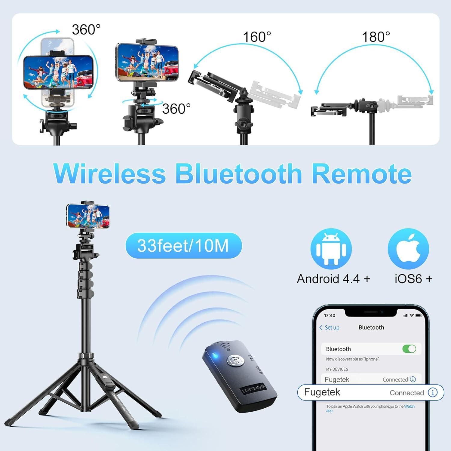 Trípode Profesional Fugetek FT-589 para Teléfono 62" Aluminio