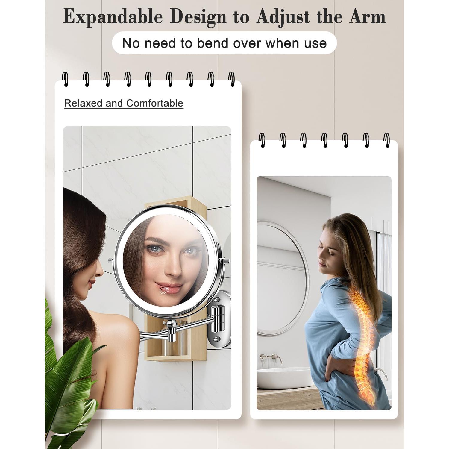 Espejo de Maquillaje Montado en Pared vpu 22.86 cm Doble Cara 20X/1X