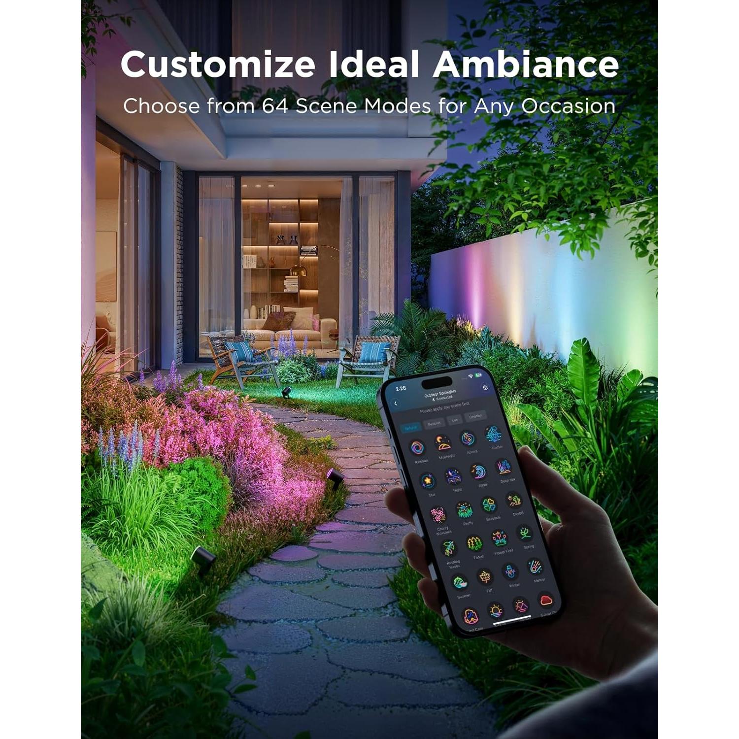 Govee Luces Spot Exteriores IP67, Paquete de 2, RGBWIC