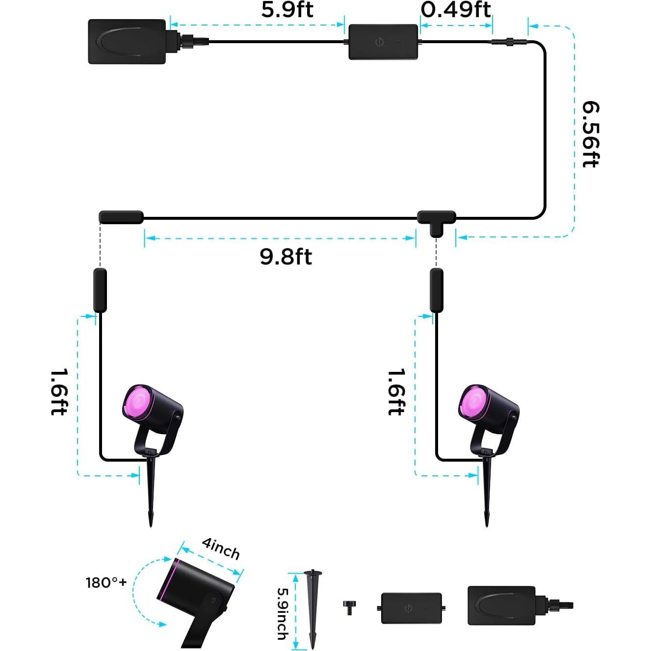 Govee Luces Spot Exteriores IP67, Paquete de 2, RGBWIC