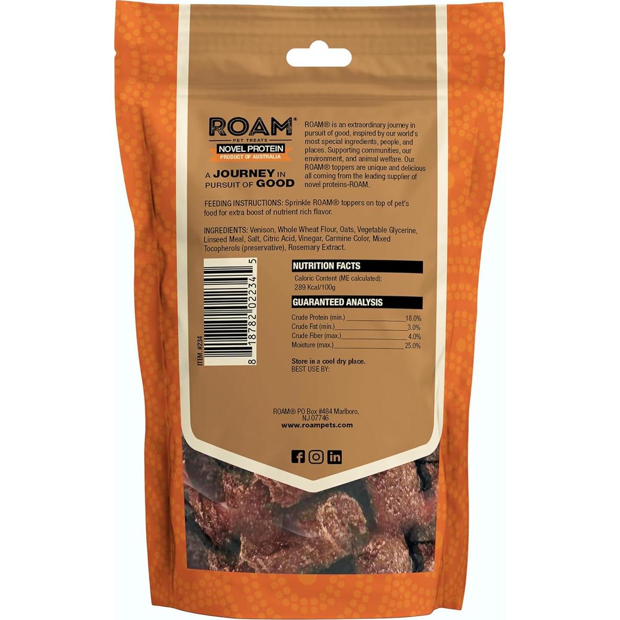 Golosinas para Perros ROAM de Carne de Ciervo 113g - Proteína Única