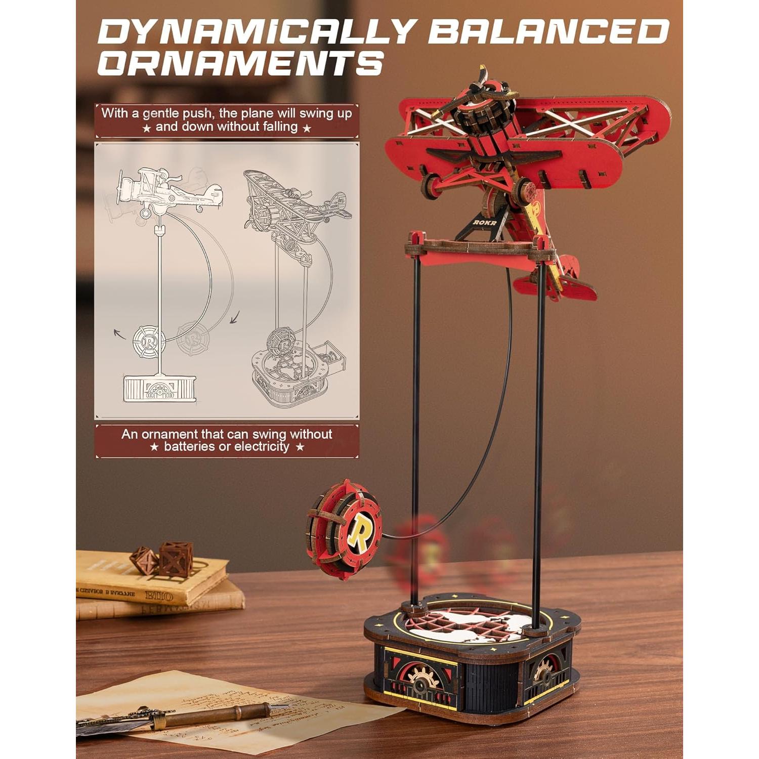 Rompecabezas 3D de Madera ROKR Biplano Gladiador 163 Piezas