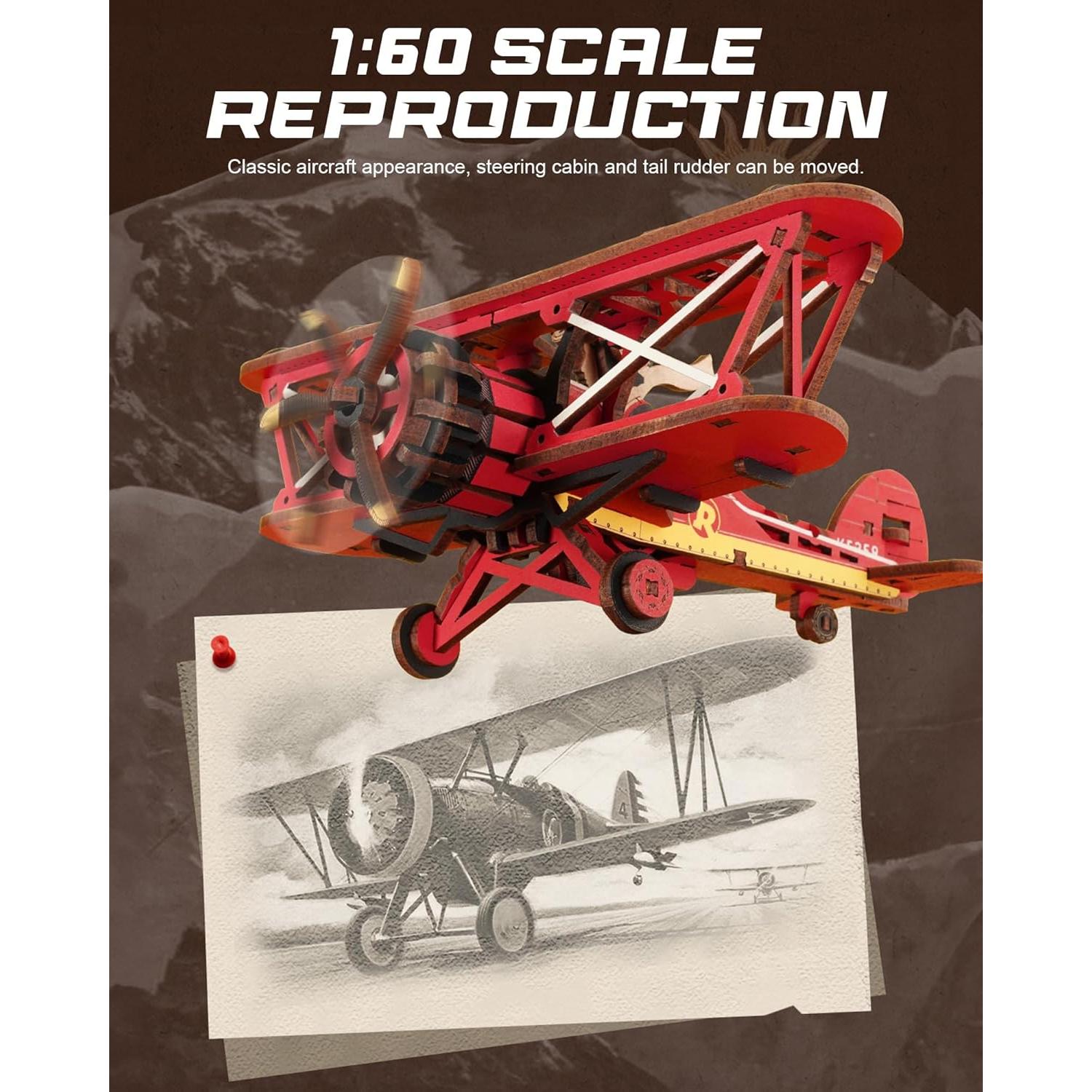 Rompecabezas 3D de Madera ROKR Biplano Gladiador 163 Piezas