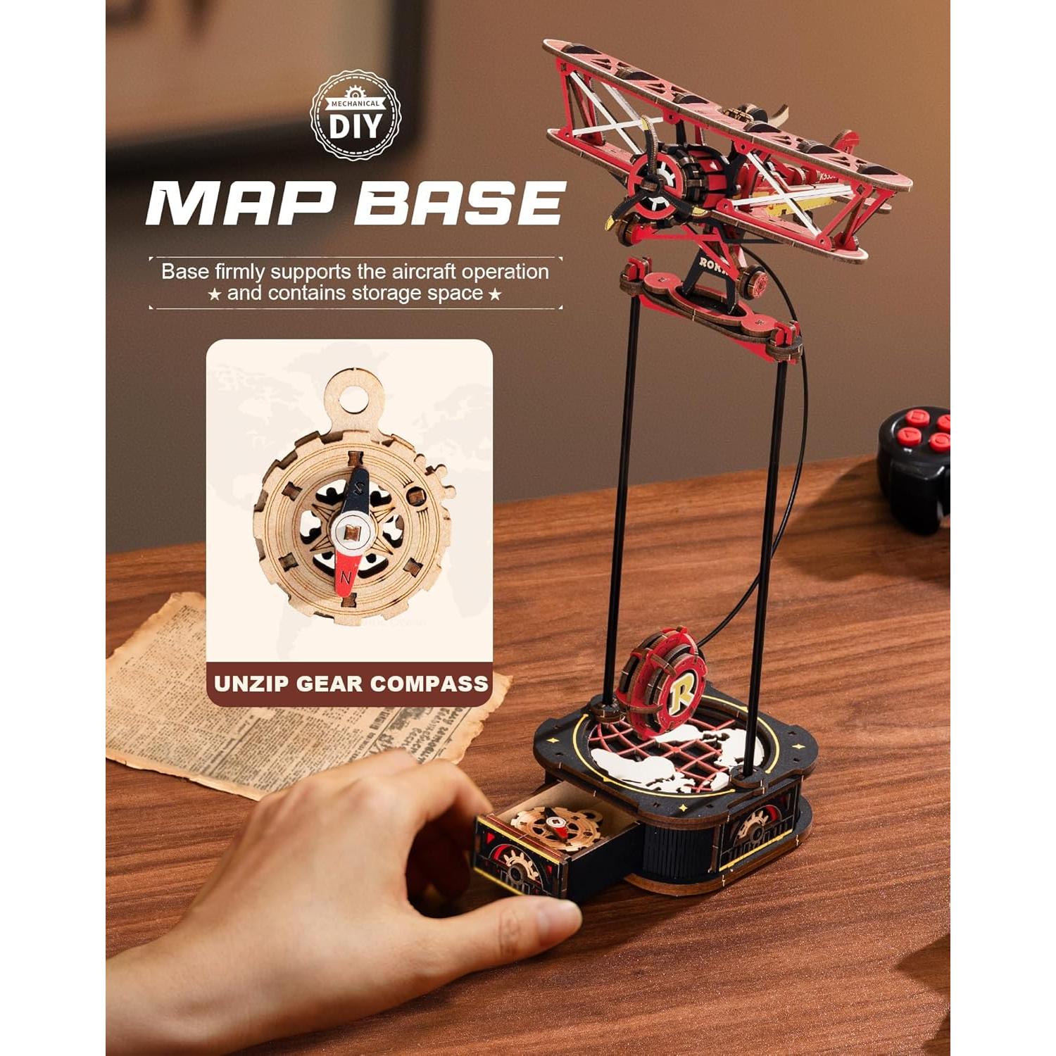 Rompecabezas 3D de Madera ROKR Biplano Gladiador 163 Piezas