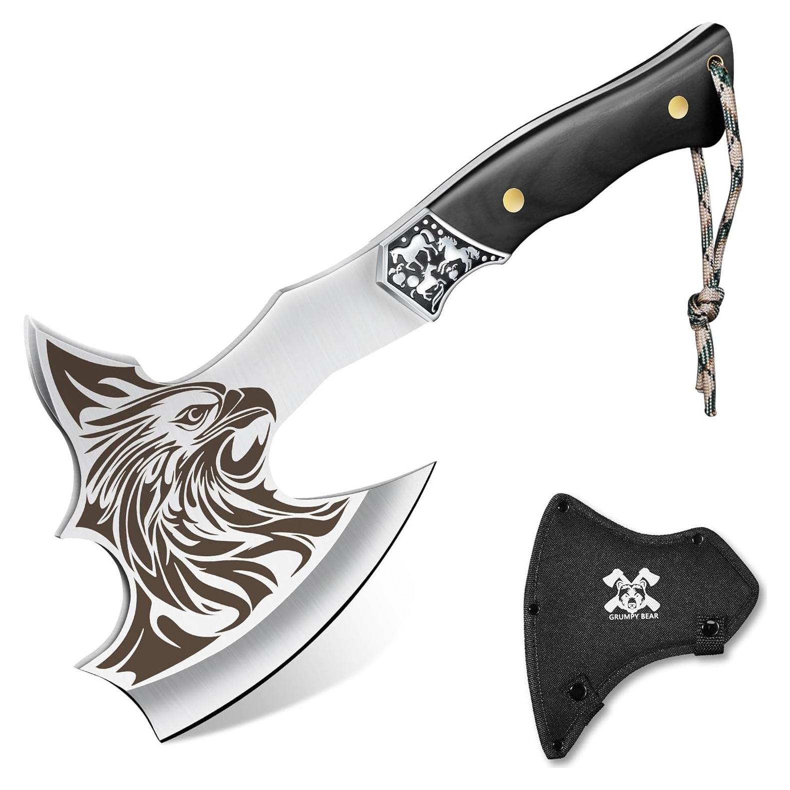 Hacha de Camping OSO GRUMPY con Mango de Roble y Hoja de Acero