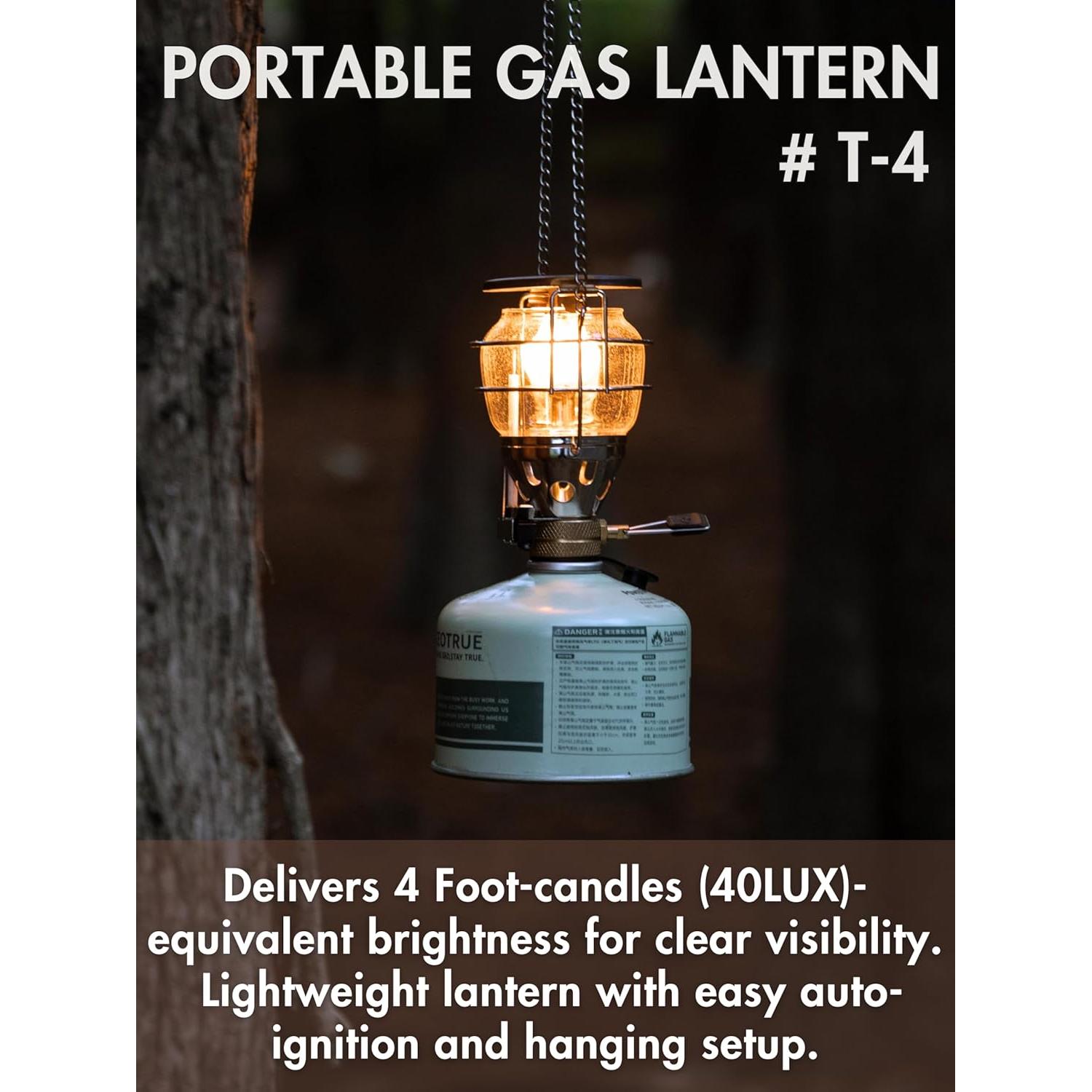 Linterna de Gas Campingmoon T-4 Portátil 40 LUX Ajustable