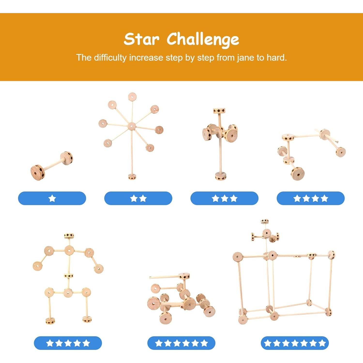 Bloques de Construcción de Madera WODI 60 Piezas para Niños