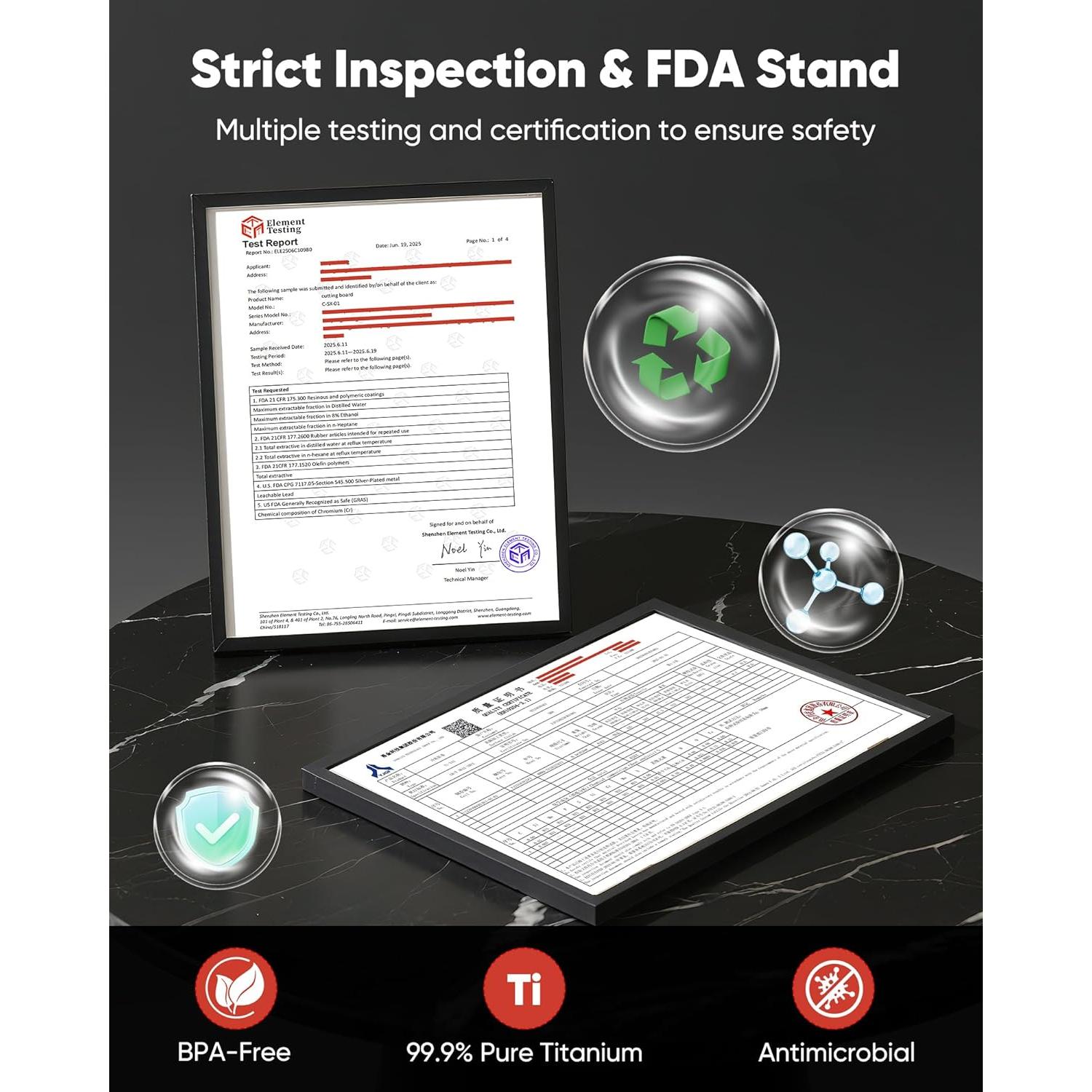 Tabla de Cortar de Titanio G.C&yite 39.37x26.67cm Antimicrobiana