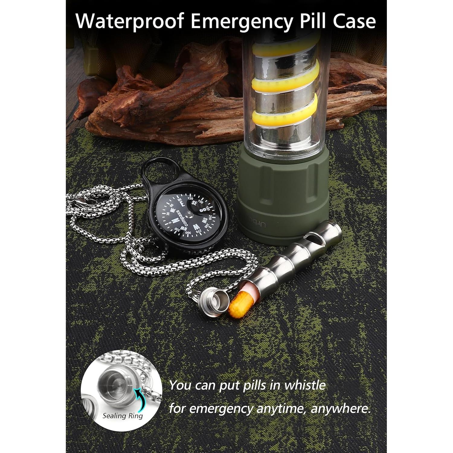 Collar Portapíldoras y Silbato de Titanio PJYTAC EDC