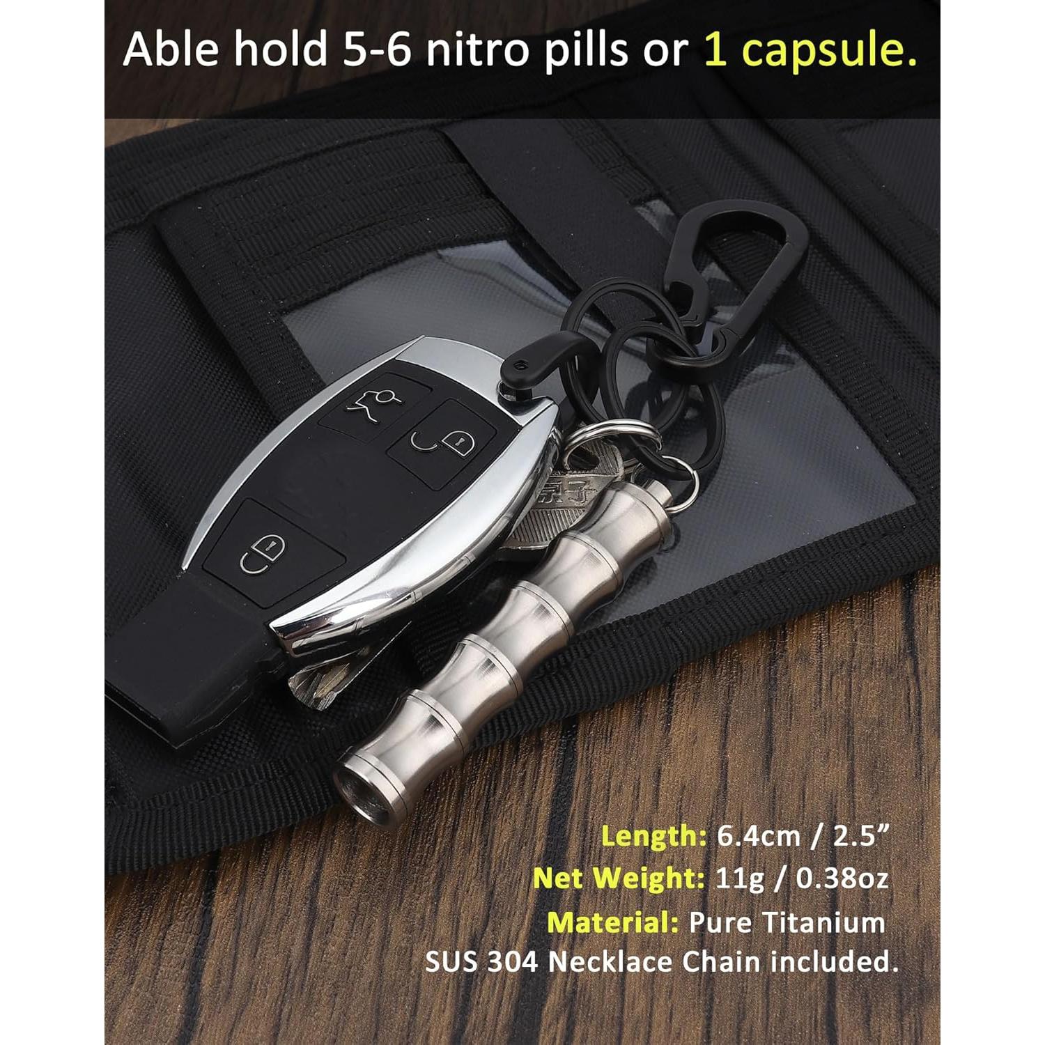 Collar Portapíldoras y Silbato de Titanio PJYTAC EDC