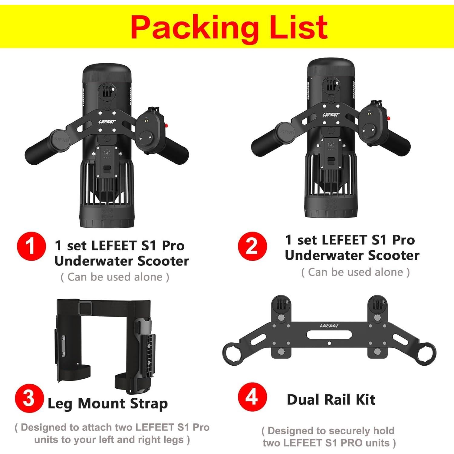 Scooter Submarino LEFEET S1 Pro Doble Hélice 2 Juegos + Kit