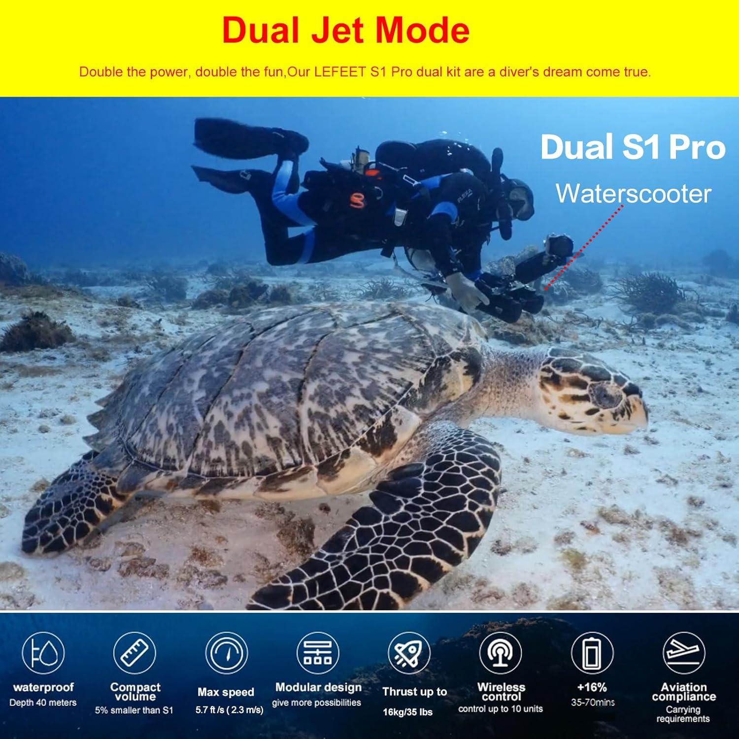 Scooter Submarino LEFEET S1 Pro Doble Hélice 2 Juegos + Kit