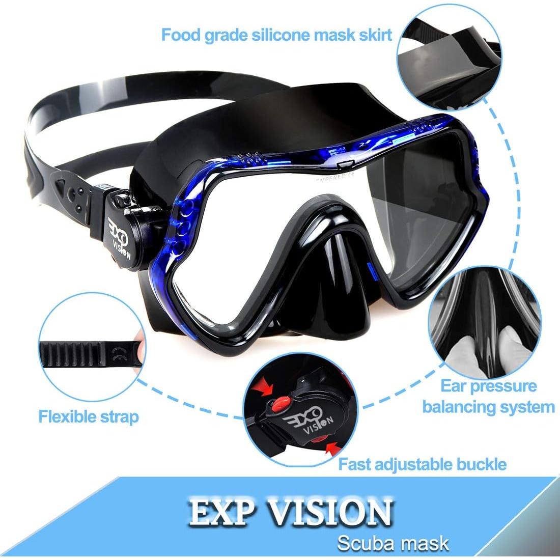 Máscara de Buceo Snorkel EXP VISION EX-1500, 180° Visión Clara