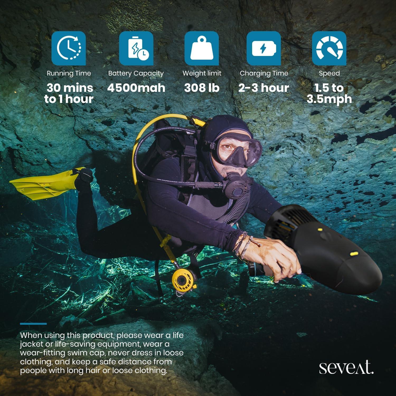 Scooter Submarino Seveat Negro para Adultos y Niños 5m