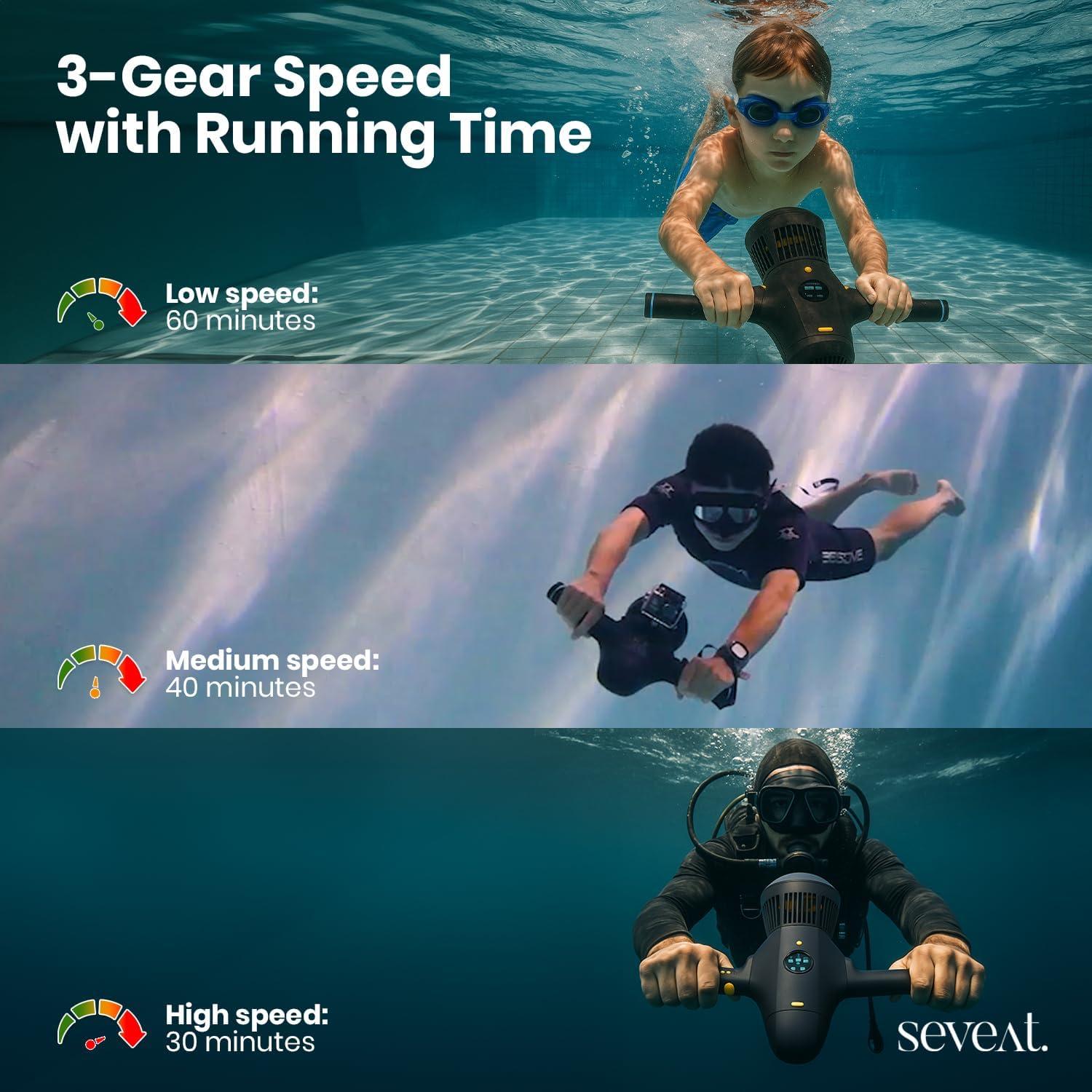 Scooter Submarino Seveat Negro para Adultos y Niños 5m