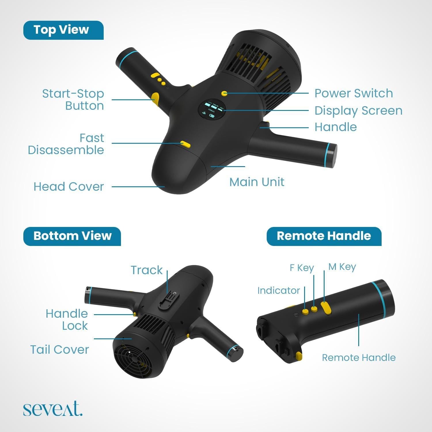Scooter Submarino Seveat Negro para Adultos y Niños 5m