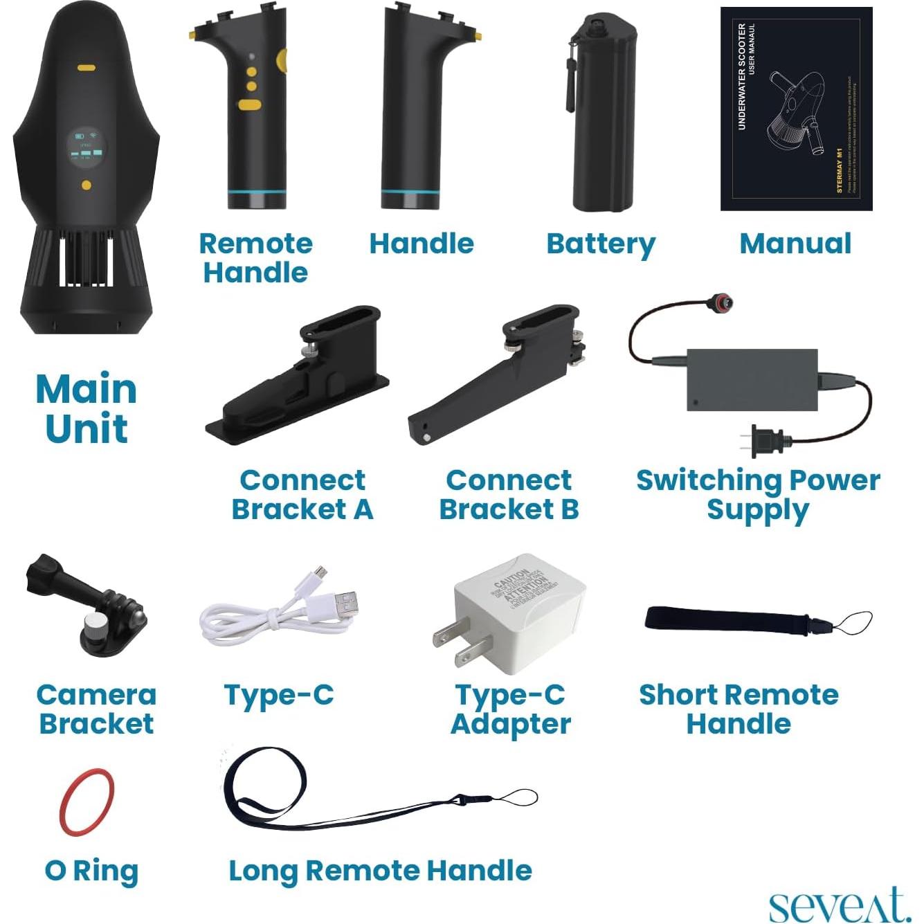 Scooter Submarino Seveat Negro para Adultos y Niños 5m