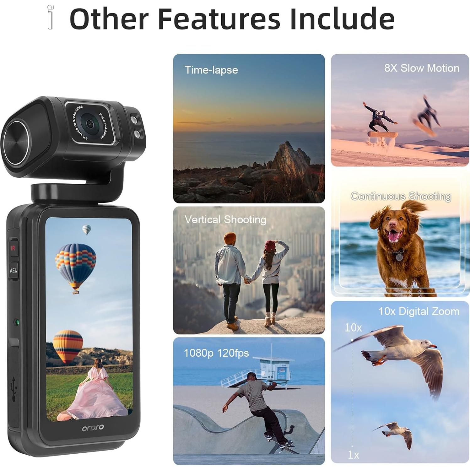 Cámara de Video Ordro M3 5K con Pantalla Táctil y WiFi