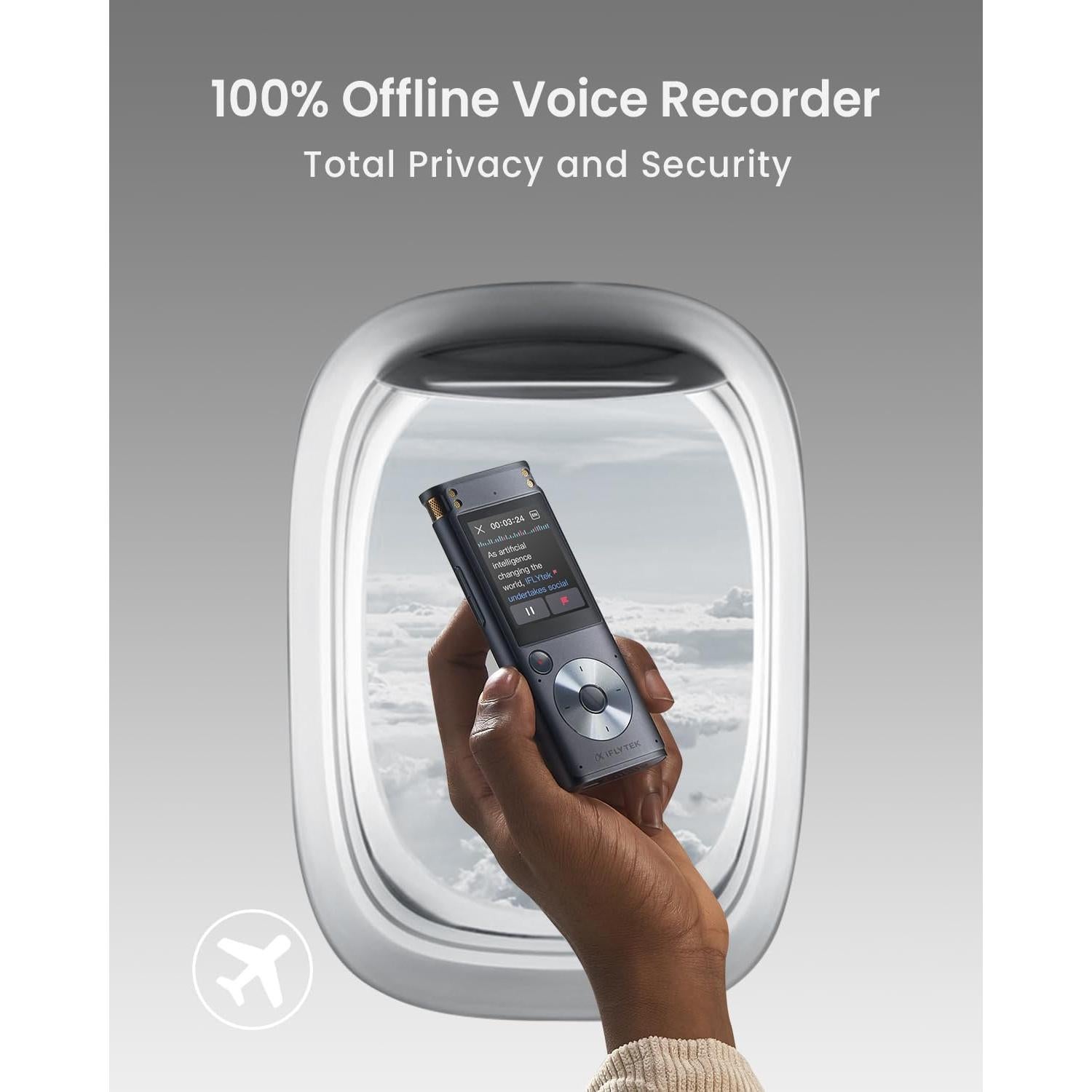 Grabadora de Voz AI iFLYTEK 302P con Transcripción y Reproducción