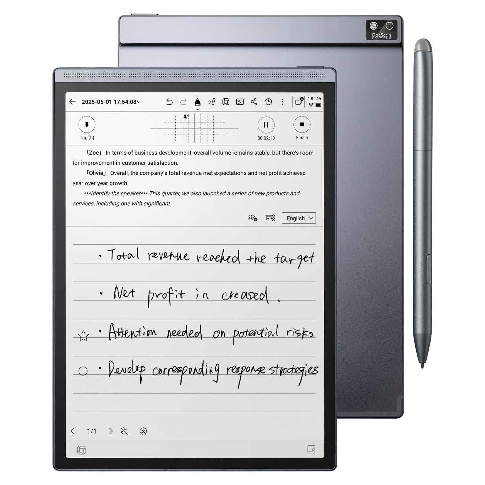 Tableta AINOTE Air 2 de 8.2" E Ink con Stylus y IA