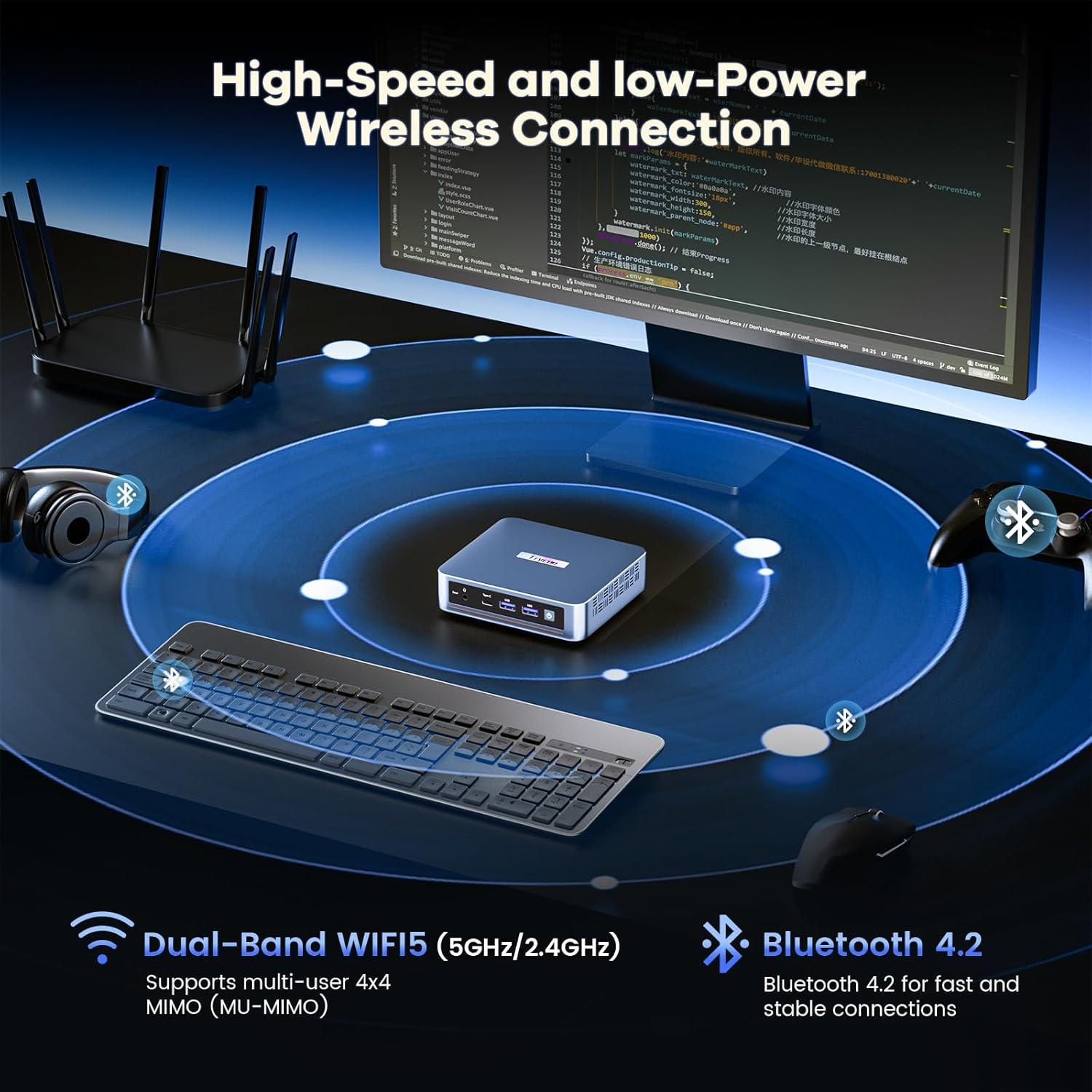 Mini PC Trycoo WI6 N100, 16GB RAM, 512GB SSD, 4K Triple Pantalla