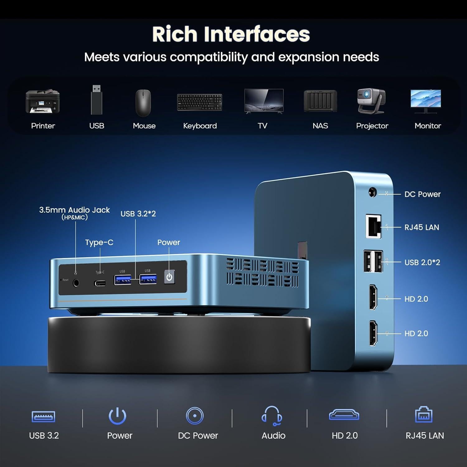 Mini PC Trycoo WI6 N100, 16GB RAM, 512GB SSD, 4K Triple Pantalla