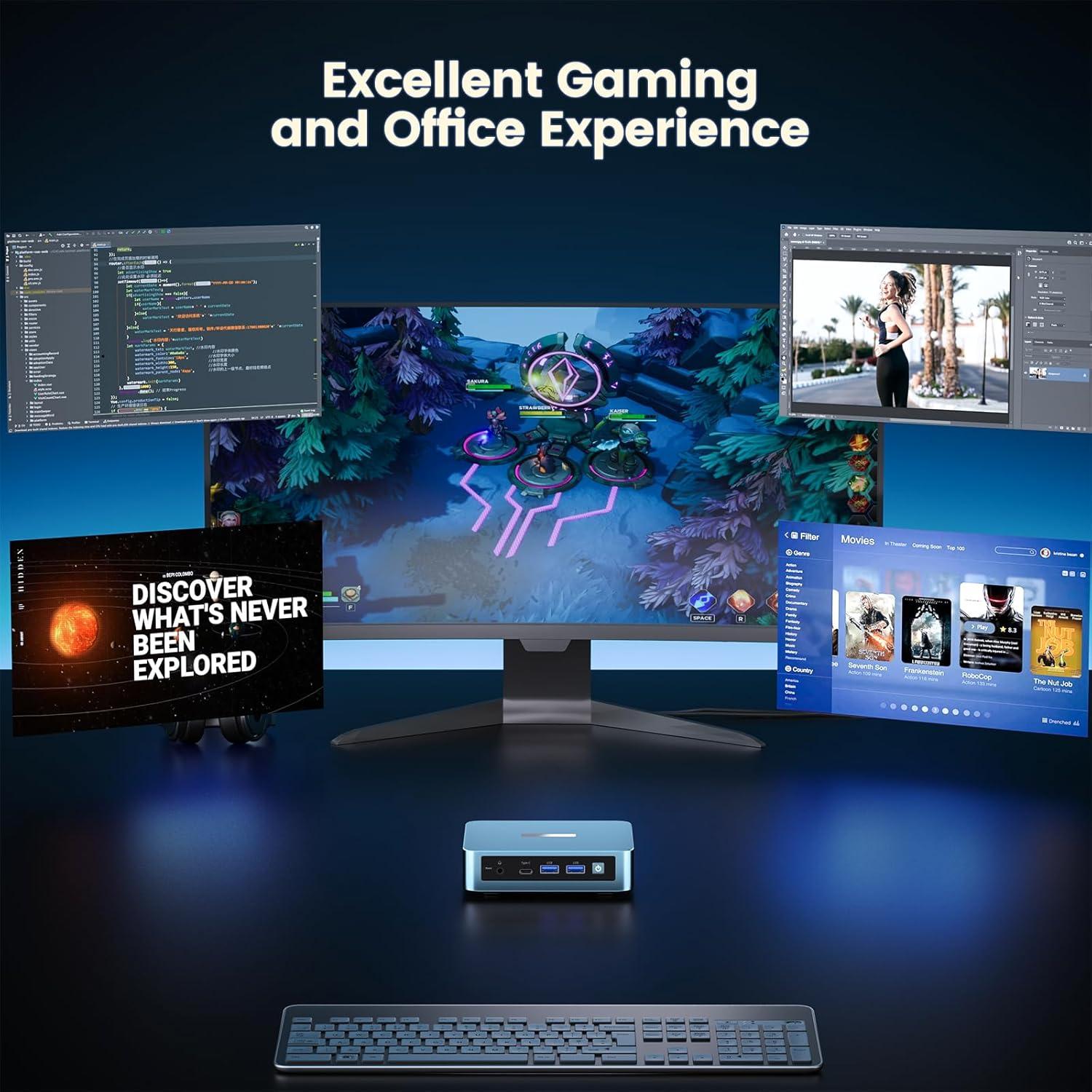 Mini PC Trycoo WI6 N100, 16GB RAM, 512GB SSD, 4K Triple Pantalla