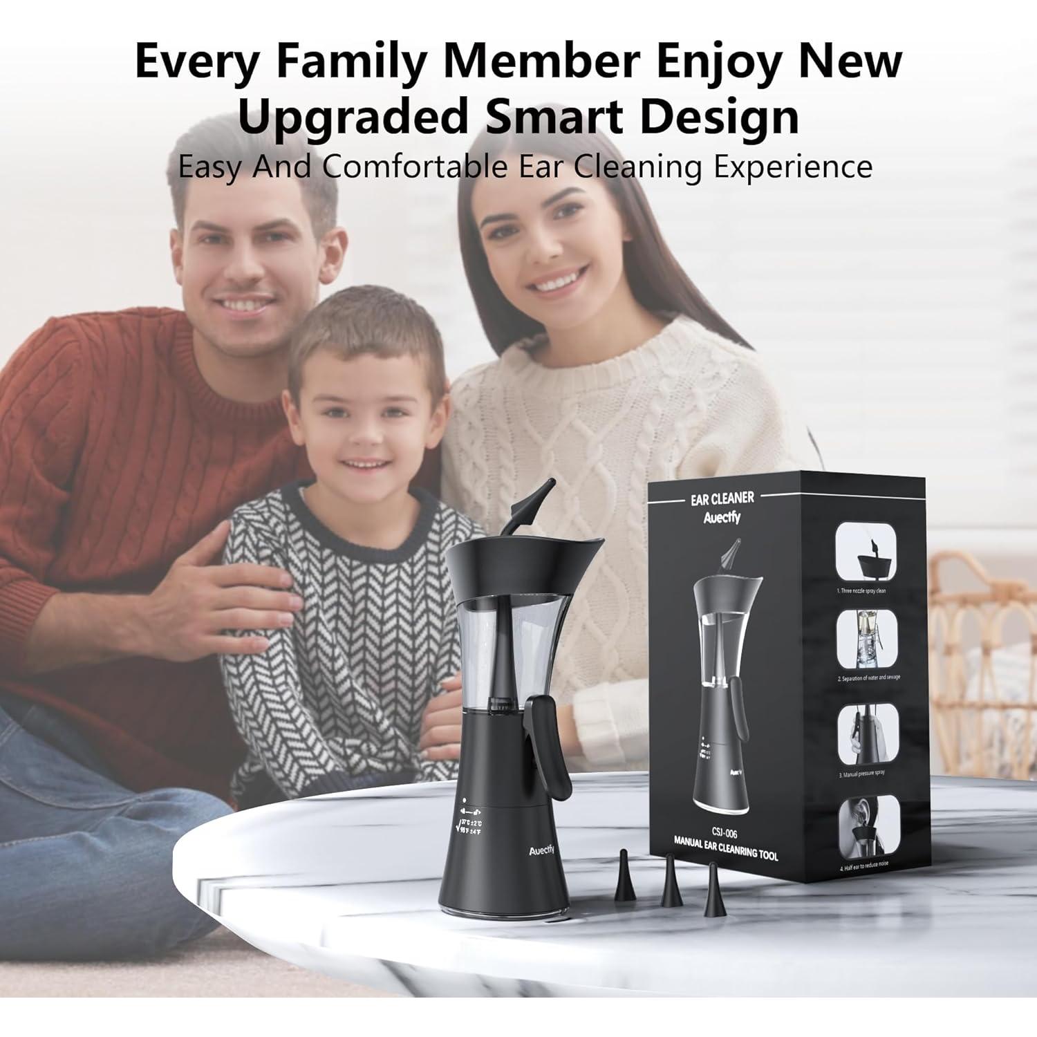 Kit de Limpieza de Oídos Auectfy - Irrigación Manual, Negro