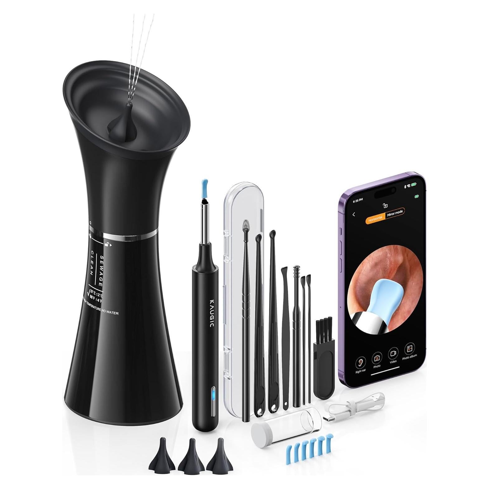 Kit de Limpieza de Oídos KAUGIC con Cámara y Irrigador