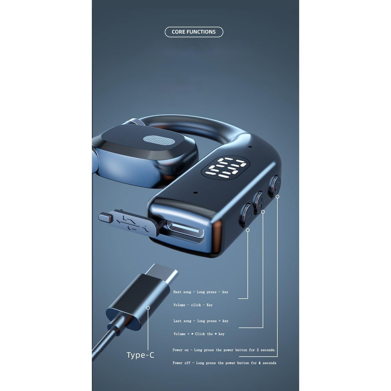 Auriculares Inalámbricos YOLAXGA Abiertos Bluetooth 30h Correr