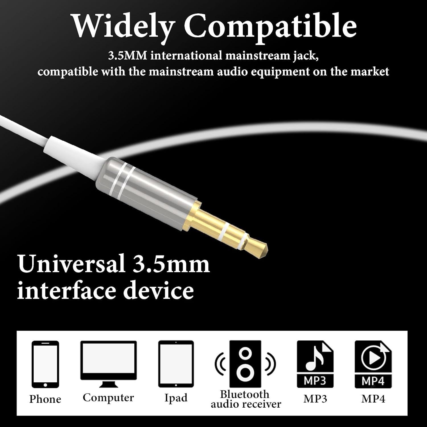 Auricular Mono GEEKRIA 90 cm Aislamiento Ruido In-Ear Blanco