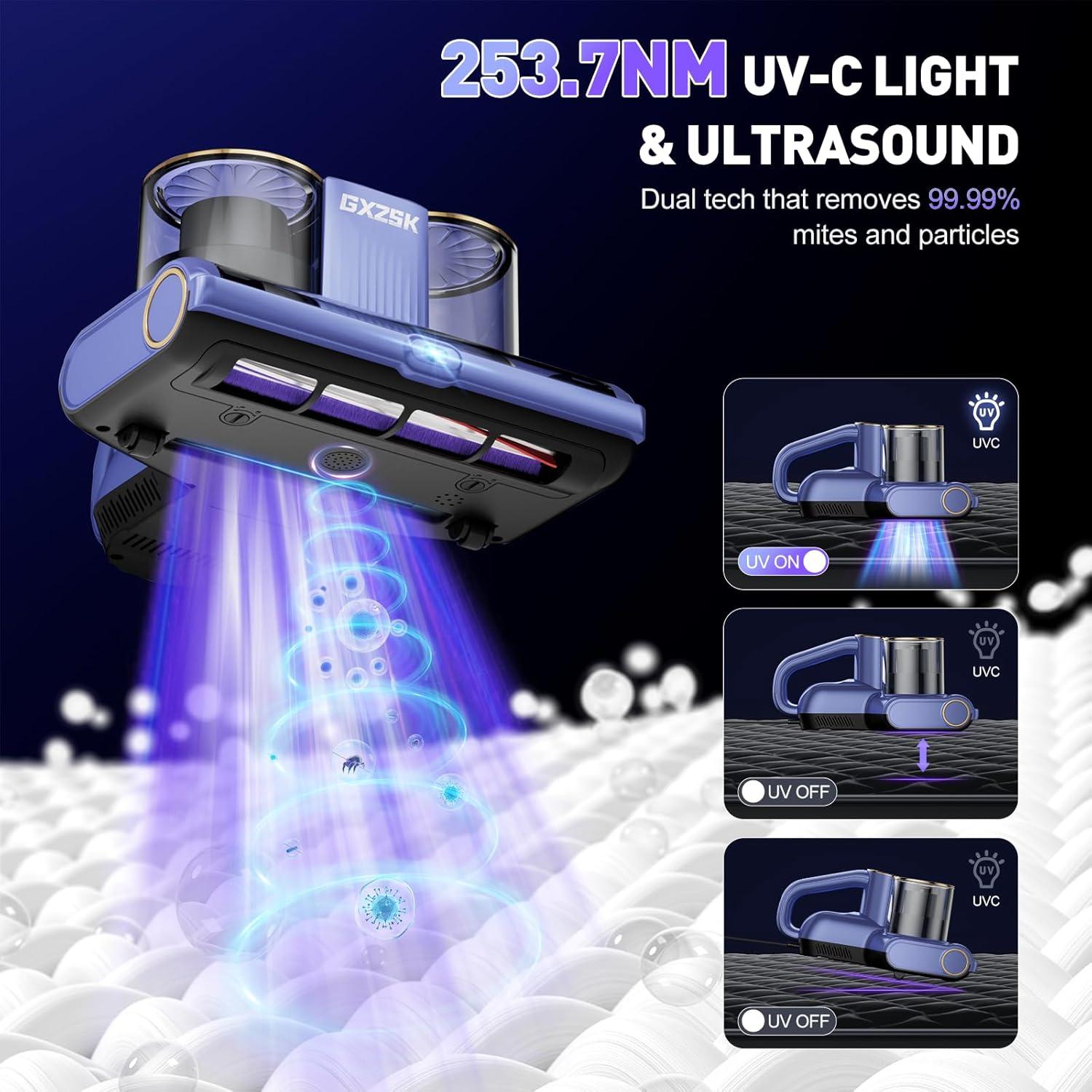 Aspiradora de Colchón Gxzsk LW-P1018 500W Luz UV-C 16KPA