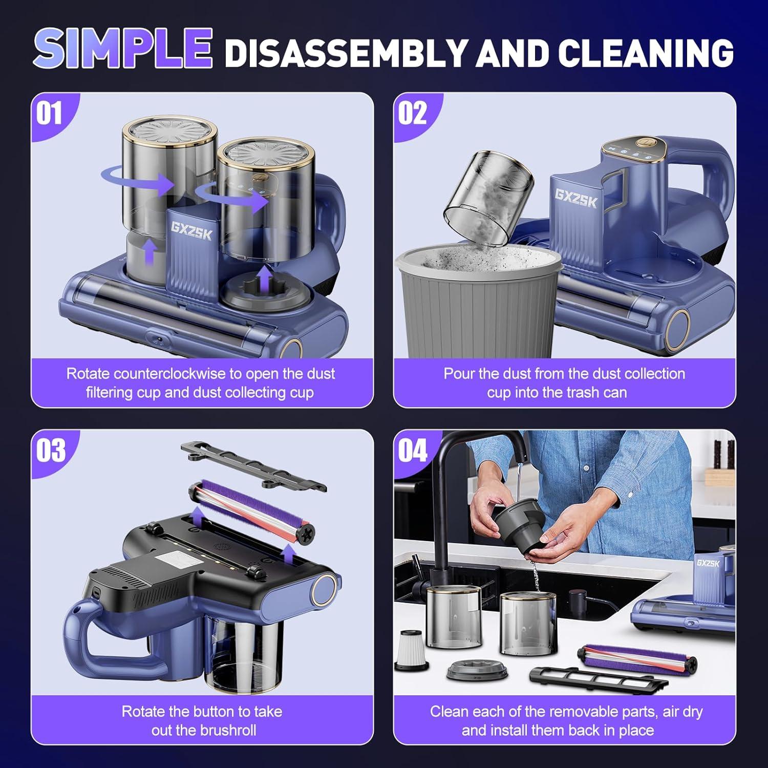 Aspiradora de Colchón Gxzsk LW-P1018 500W Luz UV-C 16KPA