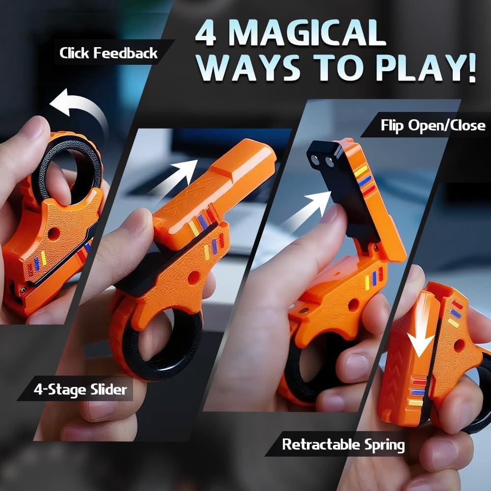 Juguete Fidget Gun Dilabnba EDC Gyro 6x6cm Negro/Naranja