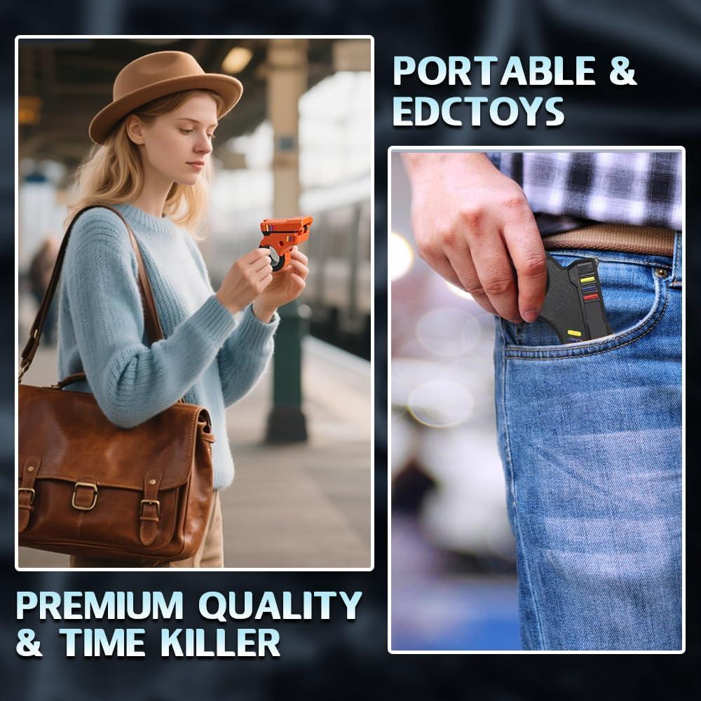 Juguete Fidget Gun Dilabnba EDC Gyro 6x6cm Negro/Naranja