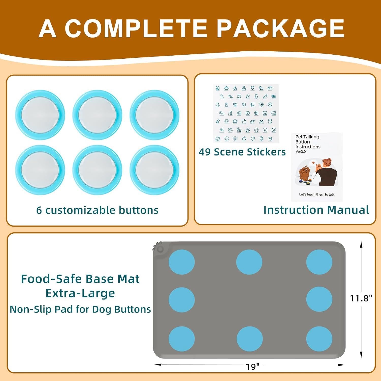 Kit de Botones de Comunicación para Perros KIMPOK - 6 Botones Recargables