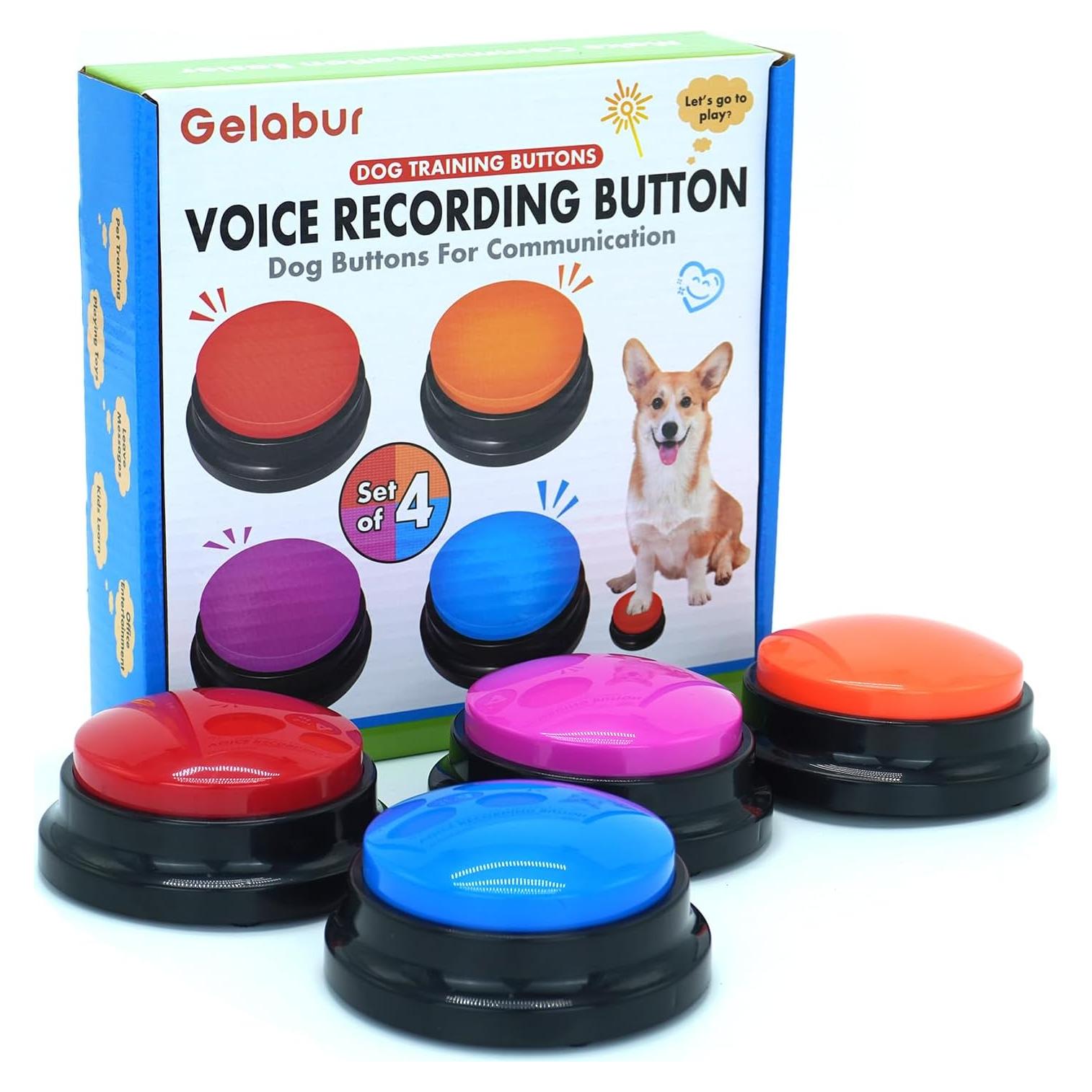 Juego de 4 Botones Hablantes Gelabur para Perros y Aula