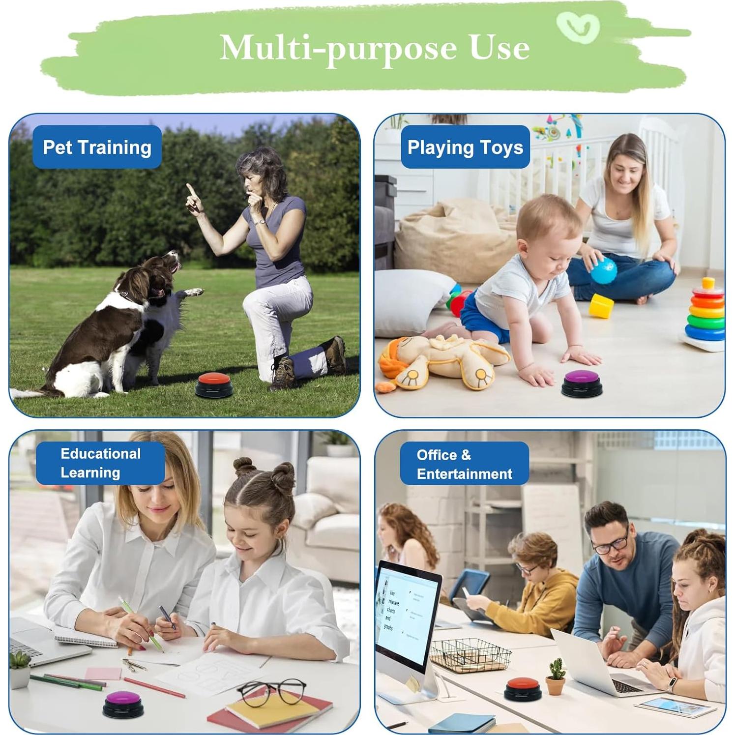 Juego de 2 Botones Hablantes para Perros Gelabur 9x9cm