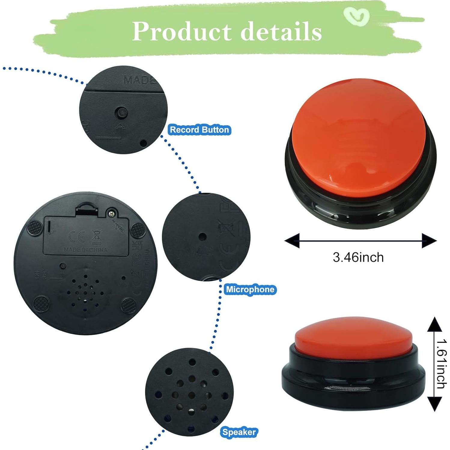 Juego de 2 Botones Hablantes para Perros Gelabur 9x9cm